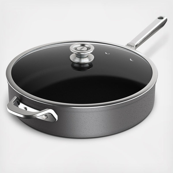 Ninja Foodi NeverStick Possible Pan With Lid - 4 Qt, Sea Salt Grey, Oven Safe To 500°F, Includes Steamer Basket & Spatula