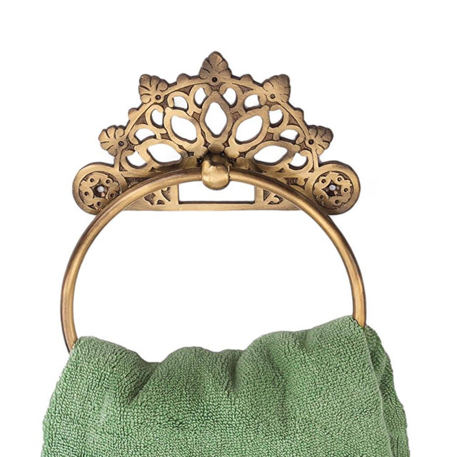 Victorian Towel Ring | Solid Brass | Antique 6 inches | Hand Towel Hanger | Round Towel Holder for Bathroom, Toilet,Kitchen Accessories Handmade | Wall Mounted | Napkin Holder