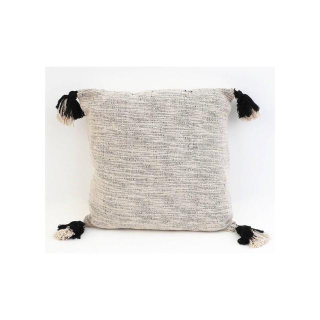 20"X20" Bradford Two Tone Tassel Pillow Jet Black - Decor Therapy