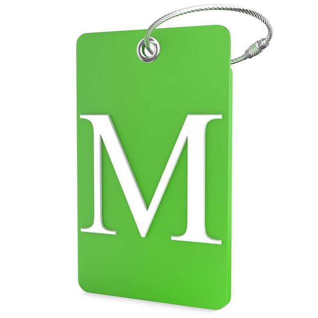 Luggage Tag Initial – Fully Bendable Tag w/Stainless Steel Loop (Letter M)