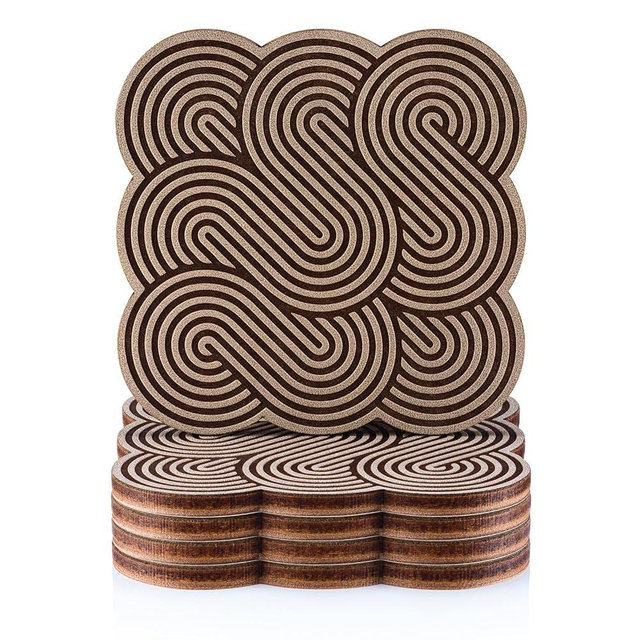 Modern Leather Coasters for Drinks, Cool Geometric Design, Set of 4