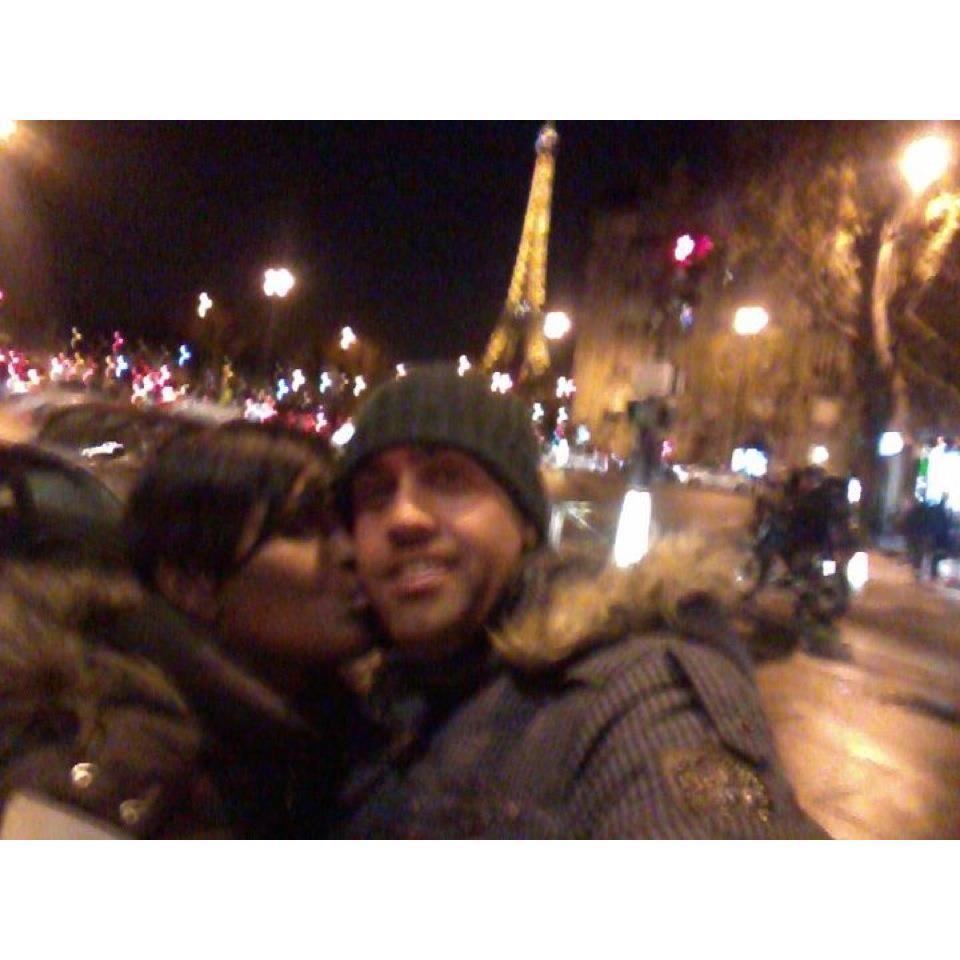 Kissing my Boo in Paris, France. Our very first trip Ryan was determined to make Stacy's wishes come true and he did it!