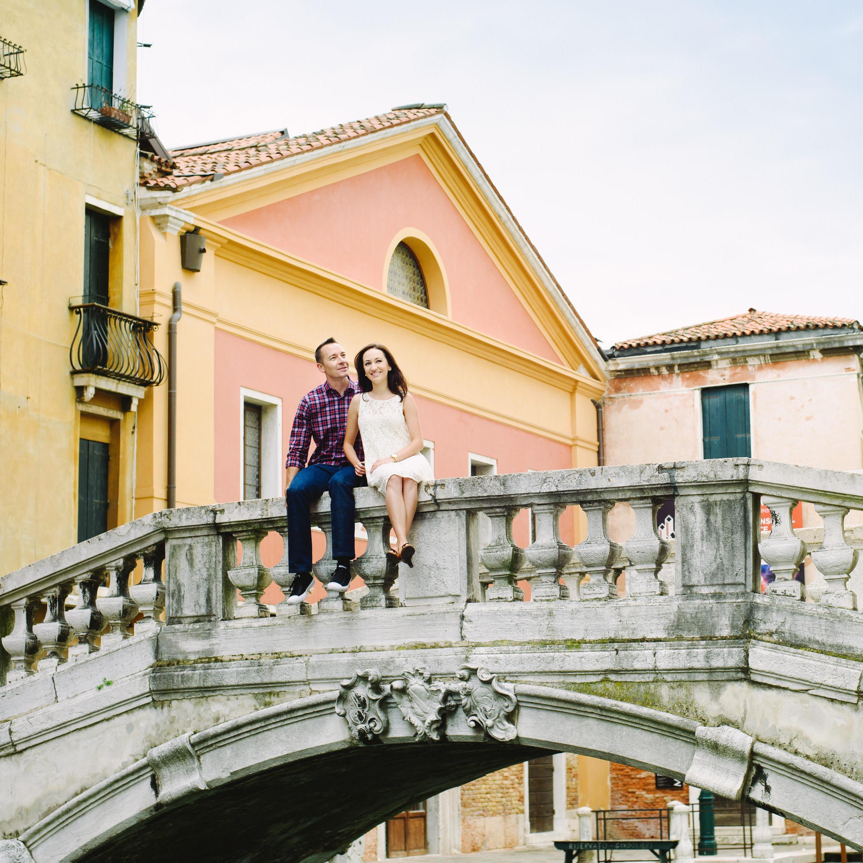 Trying not to fall off a bridge in Venice, Italy