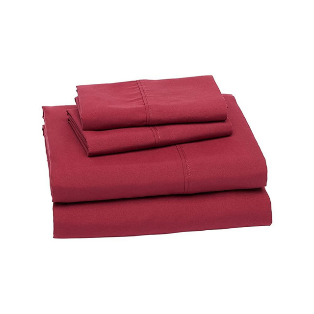 Amazon Basics Lightweight Super Soft Easy Care Microfiber Bed Sheet Set with 14" Deep Pockets - Full, Burgundy