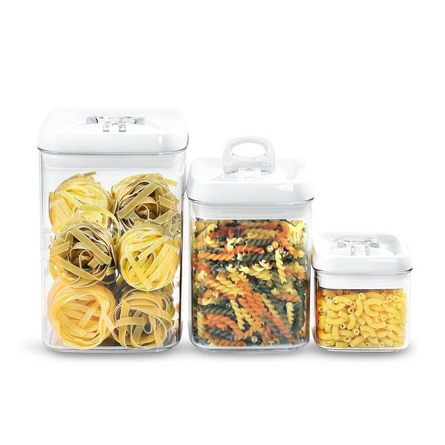 Felli Flip Tite Bulk Food Storage Container with Lid 6" EXTRA LARGE Air Tight Lock Top, Square Kitchen Pantry Canister Jar Plastic for Coffee Smoothie Powder Sugar Oat, Gift for Women (Nest-M, White)
