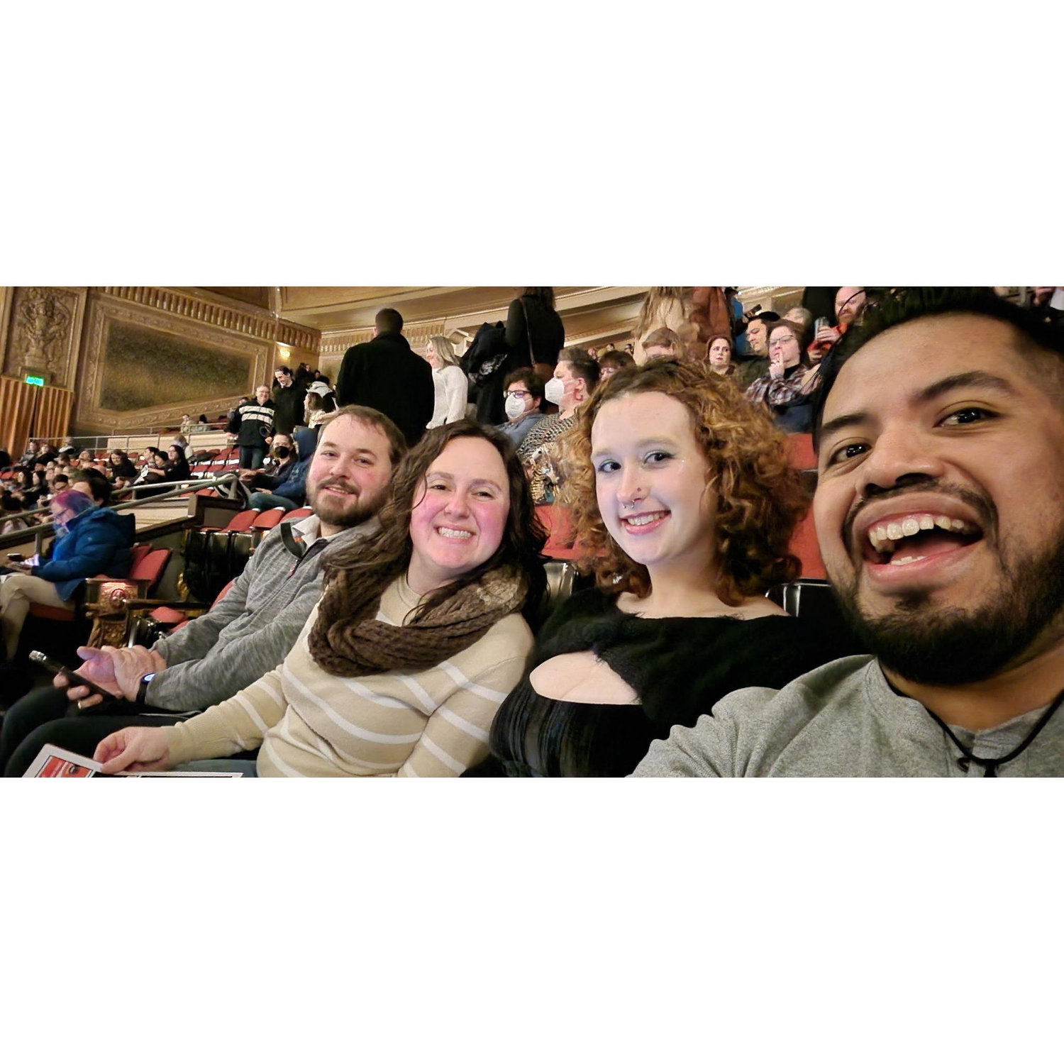 Al connected with Kaitlyn's family right away. This was right before watching "Book of Mormon."