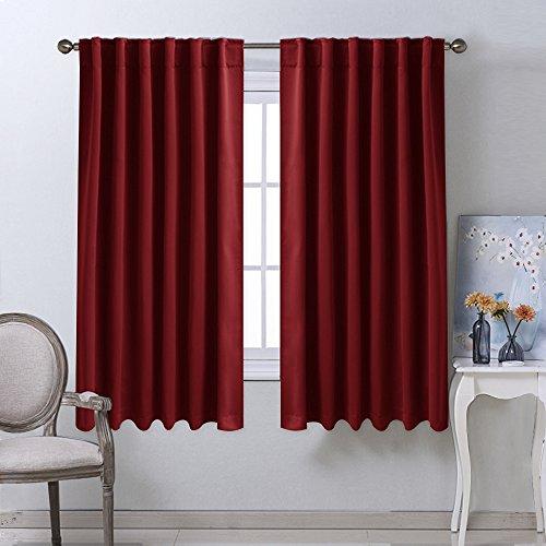 NICETOWN Burgundy Bedroom Blackout Draperies Panels - (Red Color) 52 inches x 63 inches, 2 Panels Set, Thermal Insulated Blackout Curtains/Drapes for Present