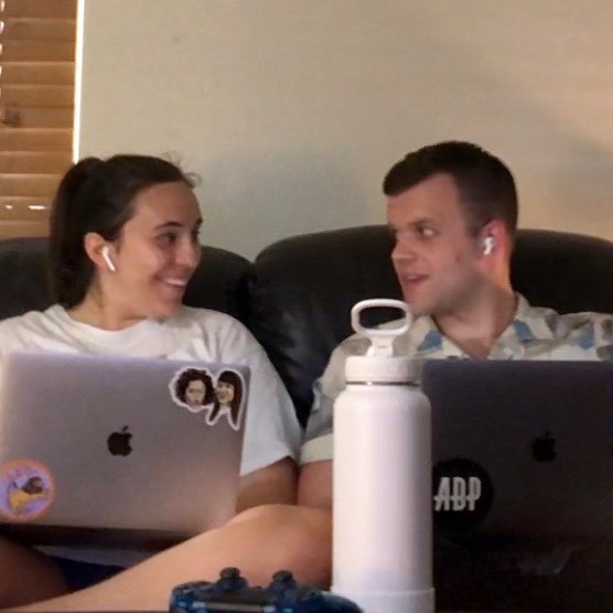 From the earliest days of our relationship and during the earliest days of the pandemic. The two of us participated in hours of Zoom classes and remote internships on Jakob's couch.