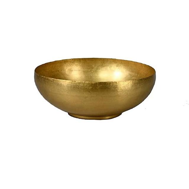 Serene Spaces Living Antique Brass Decorative Bowl, Use as Metal Fruit Bowl, for Floating Candles, Flowers, Potpourri, Catchall for Entryway, Dining Table, Home Décor, 4.75" Tall & 12" Diameter