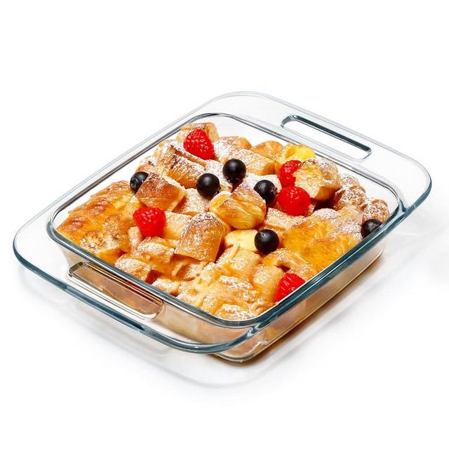8in x 8in (1.8 L-62 oz) Square Glass Baking Dish for Oven, Easy Grab Glass Baking Pan, Clear Microwave Oven Safe Glass Casserole Dish
