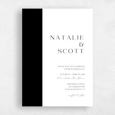 White Wedding Invitation - Taos Portrait