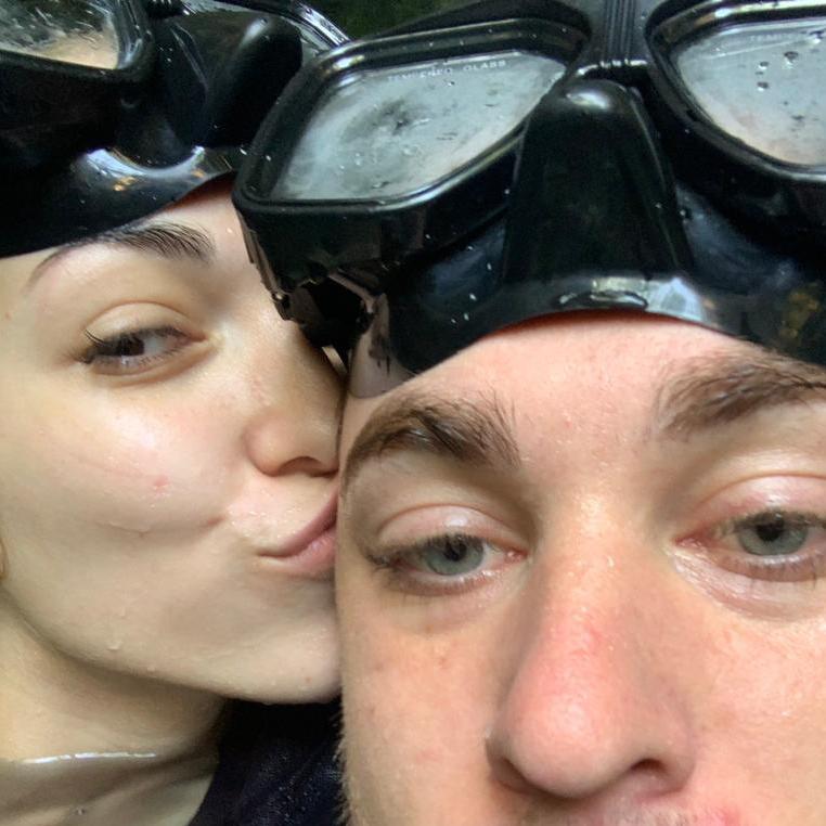Swimming in caves. Ana was scared of the tiny fish, but we had a great time.