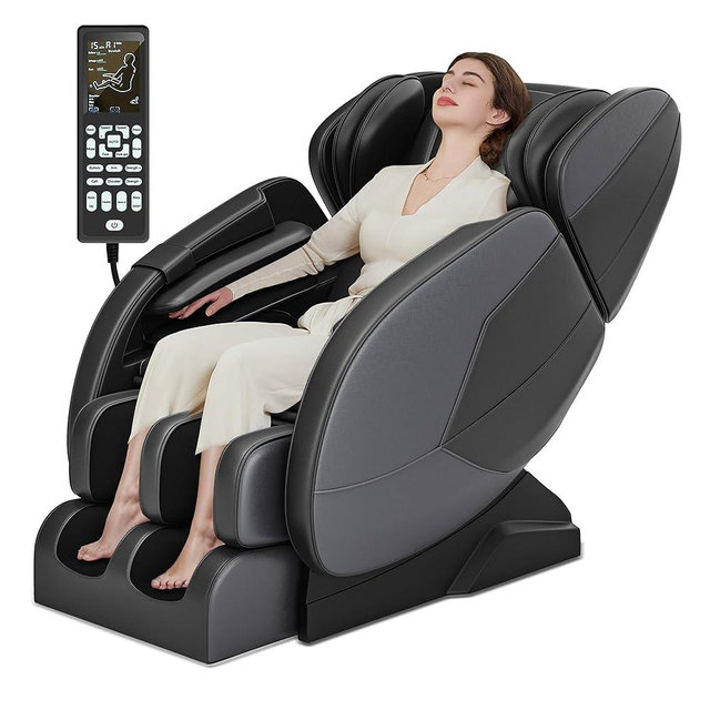 SMAGREHO 2024 Massage Chair Full Body, Calf and Waist Heating Massage Chair Recliner, 6 Auto with Manual Modes, Zero Gravity Shiatsu Chair Massage, Fit Home and Office, Bluetooth, Black and Gray