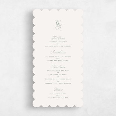 Beige Scalloped Wedding Menu - Lux