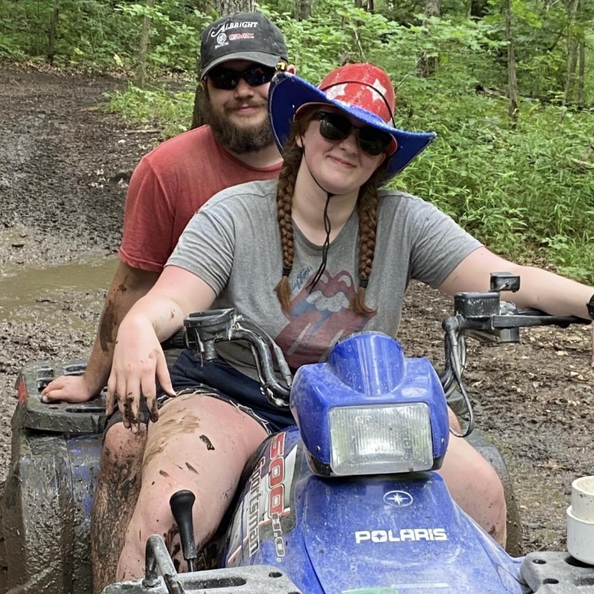 Our first four-wheeler ride together! (He got more mud than I did! 😂)