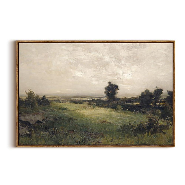 InSimSea Framed Vintage Landscape Canvas Large Wall Art, Wild Field Oil Painting Prints, Cottagecore Wall Decor for Living Room, Bedroom, Bathroom, Office Decor 20x30inch, Housatonic Valley