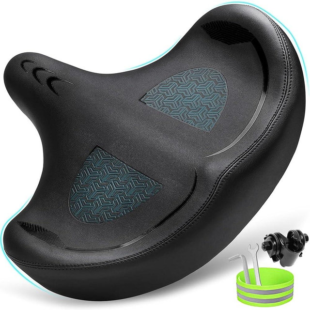 CDYWD Oversized Bike Seat for Men & Women Comfort, Extra Wide Bicycle Seat Cushion, Comfortable Wing Padded, Large Replacement Bike Saddle for Peloton Bike, Stationary Exercise Bike, City Bike, Ebike