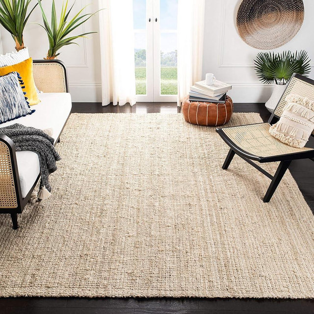 SAFAVIEH Natural Fiber Collection Area Rug - 9' x 12', Ivory, Handmade Farmhouse Jute, Ideal for High Traffic Areas in Living Room, Bedroom (NF730A)