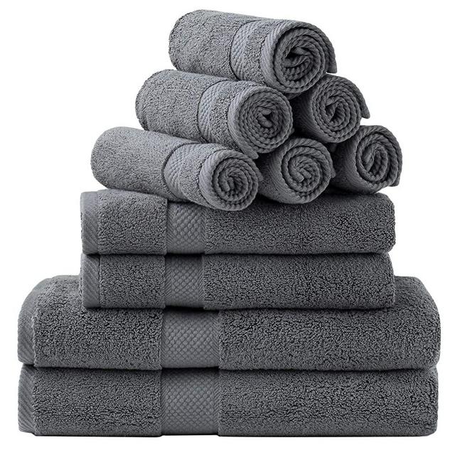Bedsure Bath Towels Sets for Bathroom, Combed Cotton Bathroom Towels Set - 10 Pack, 2 Bath Towels 27x54, 2 Hand Towels 16x30, 6 Wash Cloths 13x13, Absorbent & Soft - Grey