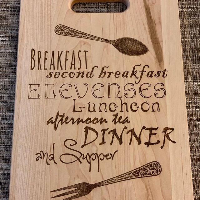 Lord of the Rings - Hobbit Meals - What about Second Breakfast? - J.R.R. Tolkien - Bamboo/Maple/Walnut Cutting Board - Customizable