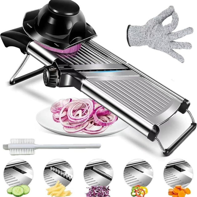 GYH&GXR Mandoline slicer Mandoline food slicer for kitchen Adjustable stainless steel blades Vegetable Chopper Potato Tomato Carrot Vegetable Fruit and Onion Cutter