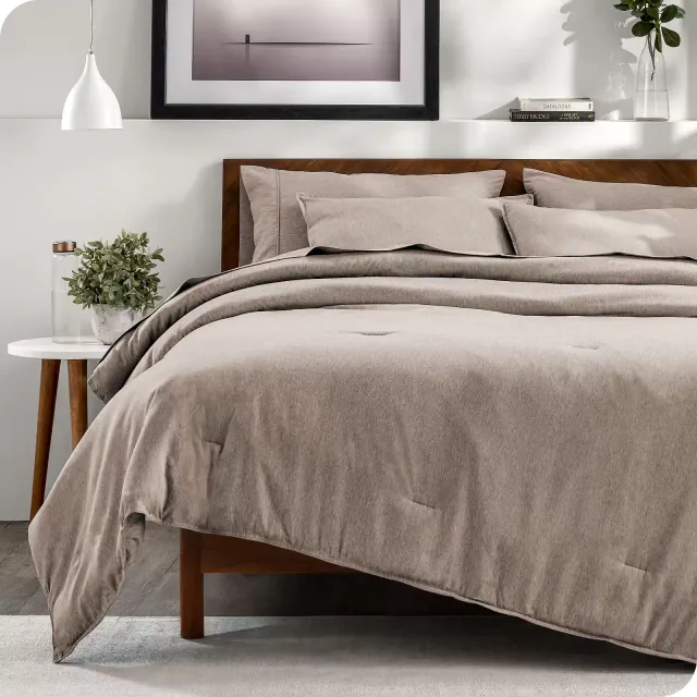 King Double Brushed Bed in a Bag Heather Pebble by Bare Home