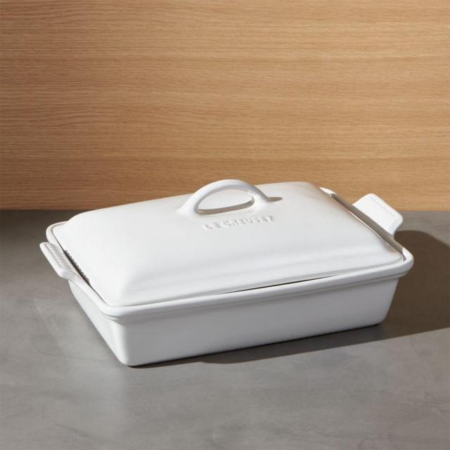 Le Creuset ® Heritage Rectangular Oyster Grey Ceramic Baking Dish with Lid