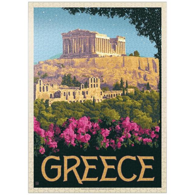 MyPuzzle Greece: The Parthenon, Vintage Poster - Premium 1000 Piece Jigsaw Puzzle for Adults
