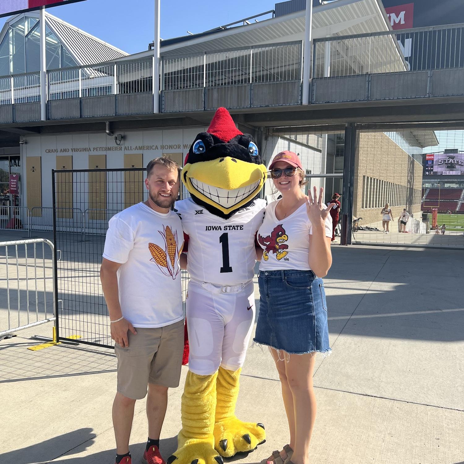 Celebrated our engagement at the Iowa State v. Baylor Game with Cy❤️💛