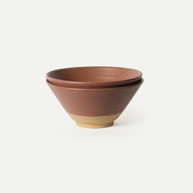 MORA Ceramic Ramen Bowl Set of 2 45oz - Great for Pho, Miso Udon Soup, Instant Noodles, Serving, Thai or Asian Food - Microwave Safe Large Japanese Noodle Bowls, Modern Kitchen - Terracotta