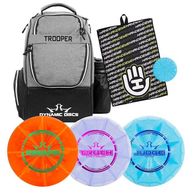 Dynamic Discs Trooper Backpack Prime Burst Disc Golf Starter Set | Dynamic Discs Trooper Disc Golf Bag Included | Prime Burst Judge, Prime Burst Truth, and Prime Burst Escape Included