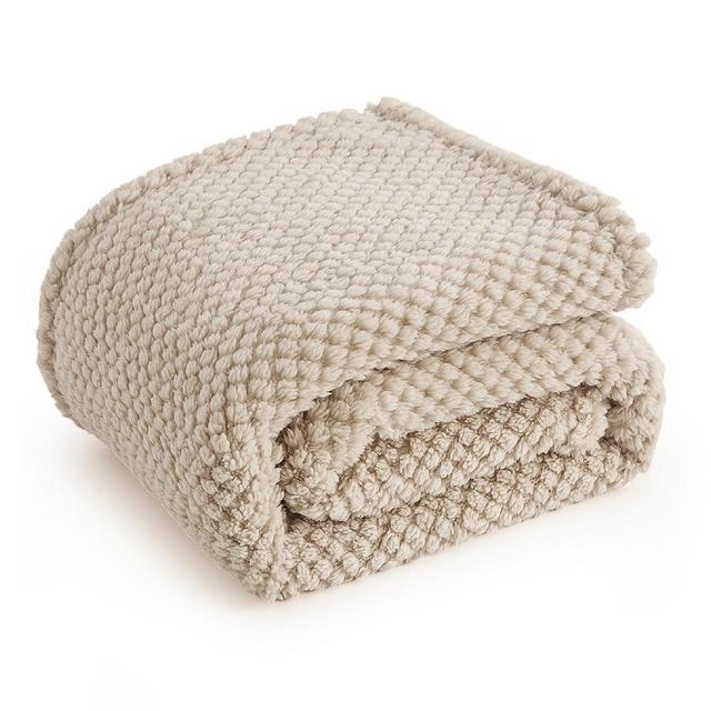 Bedsure Throw Blanket for Couch - Super Soft Cozy Blankets for Women, Cute Small Blanket for Girls, Natural, 50x60 Inches
