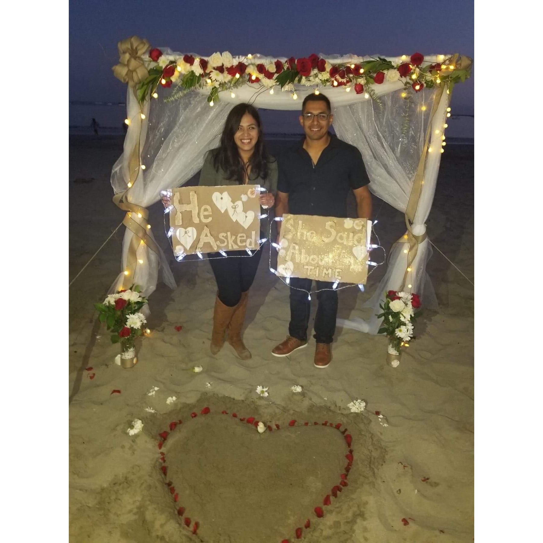 He asked! She said "About time" Props to the family for setting it up!
