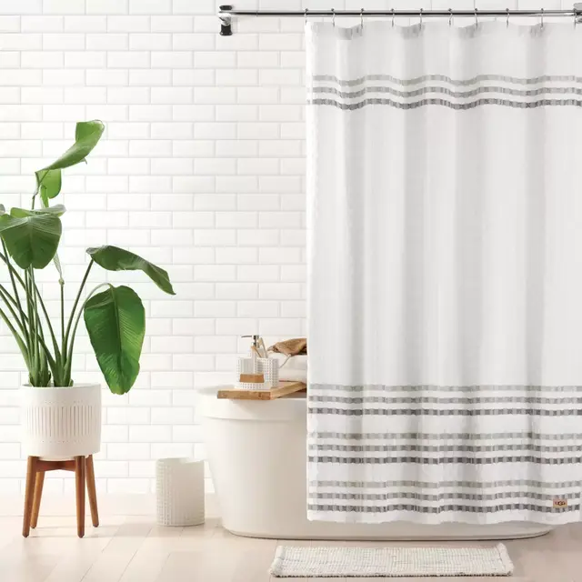 UGG® Audree 72-inch x 72-inch Standard Shower Curtain in White/Grey