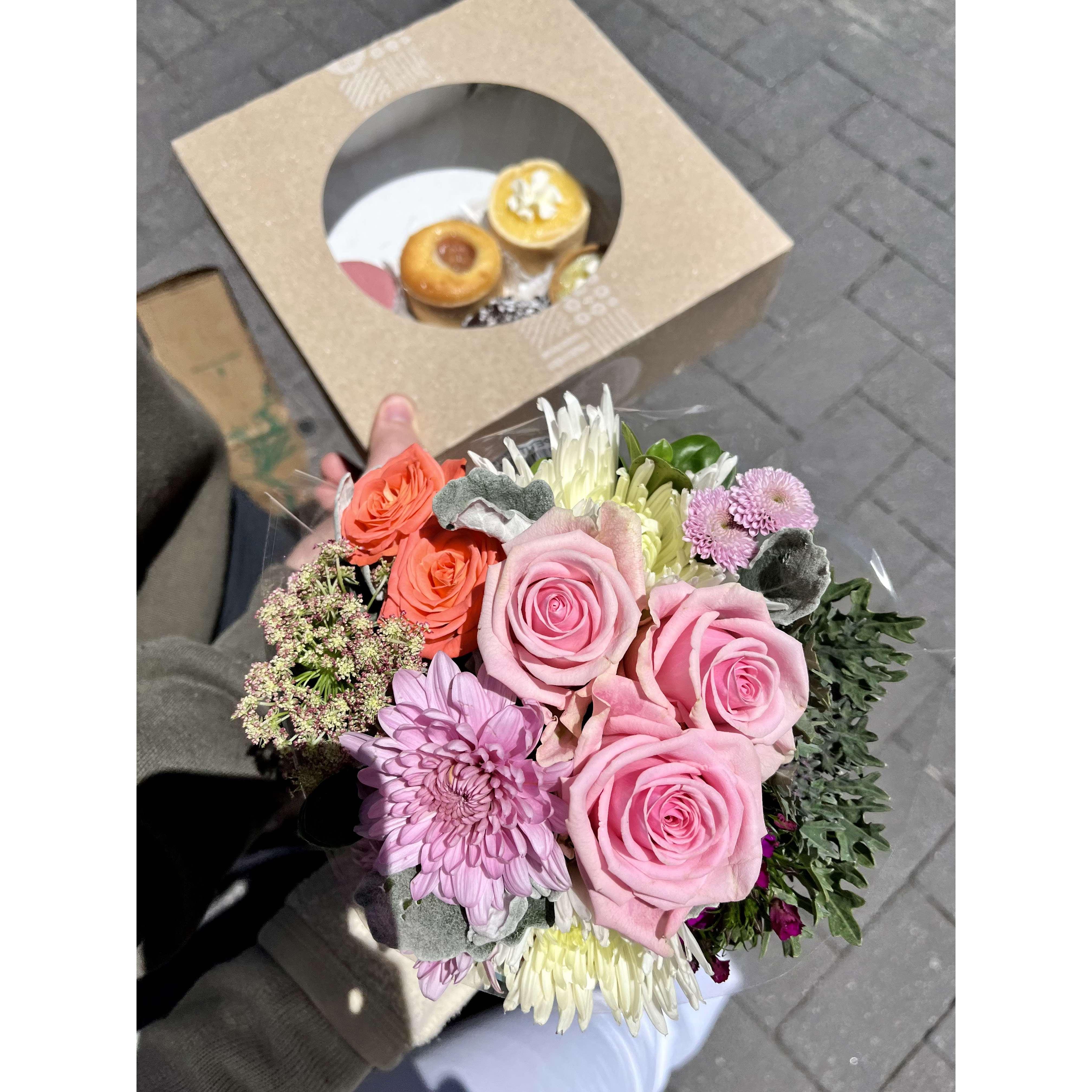 Our wedding flowers and wedding cake! Whole Foods special ;)
