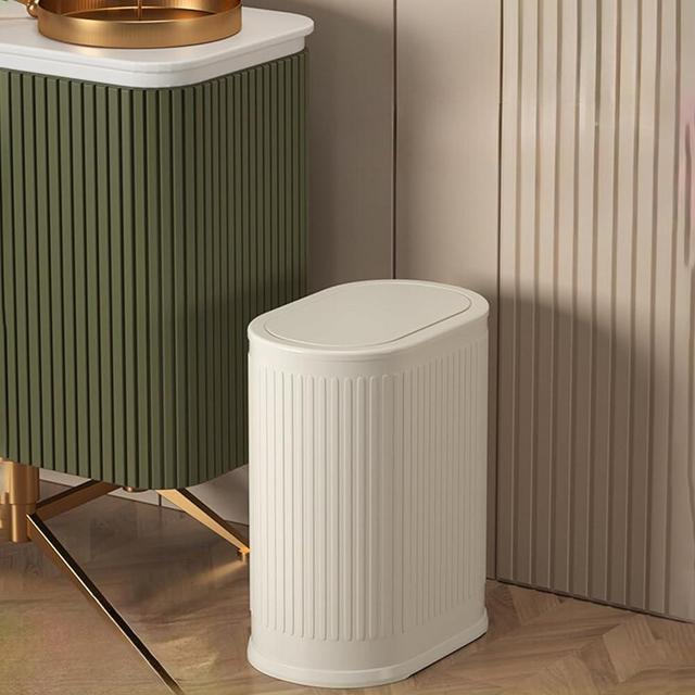 IVTUVTI 1.6 Gallon Slim Trash Can with Lid, Small Office Wastebasket, Narrow Garbage Bin with Inner Barrel, Press Top Lid Garbage Container Bin for Kitchen, Home, Office, Hotel