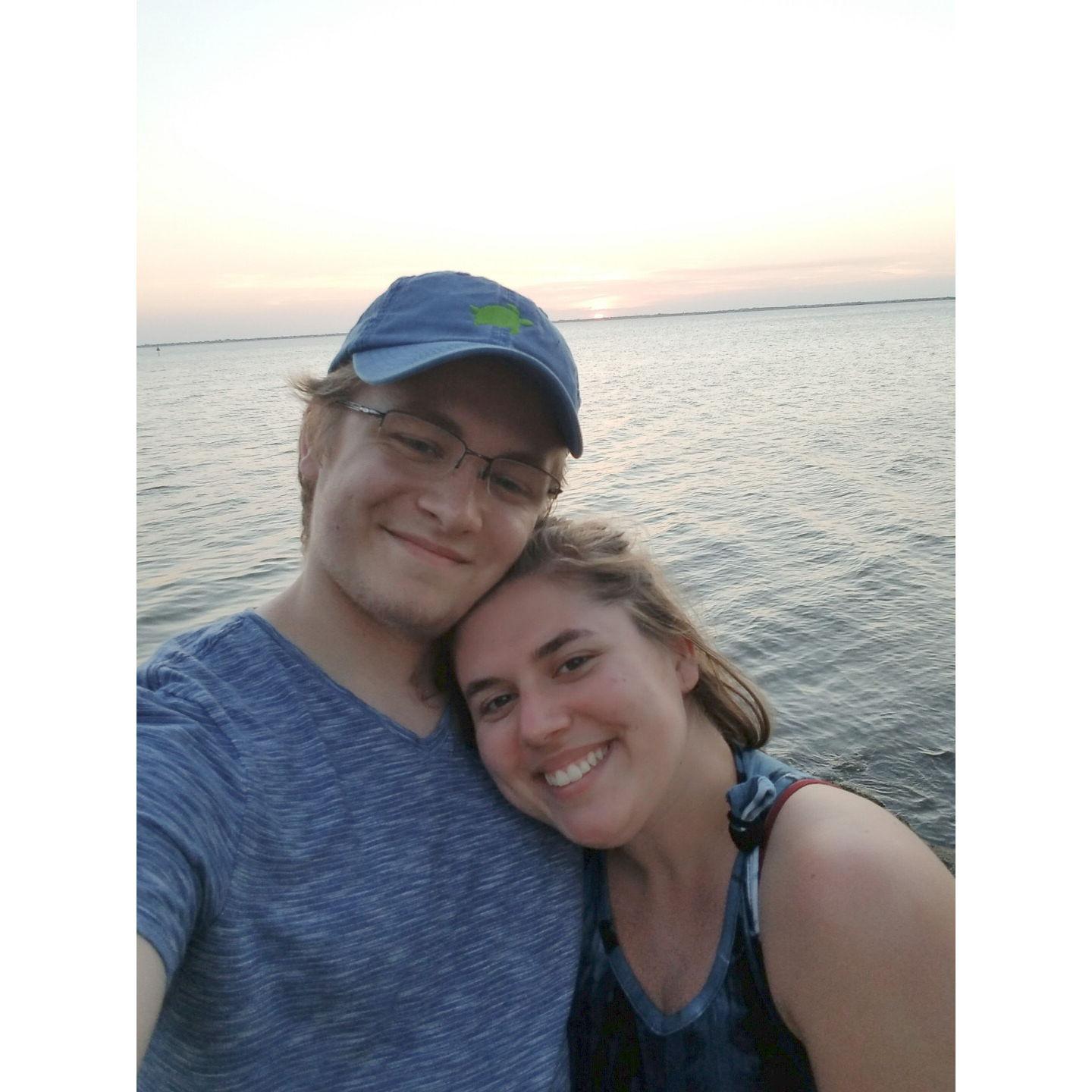 Our first trip together, Enjoying the waves together at Coco Beach.