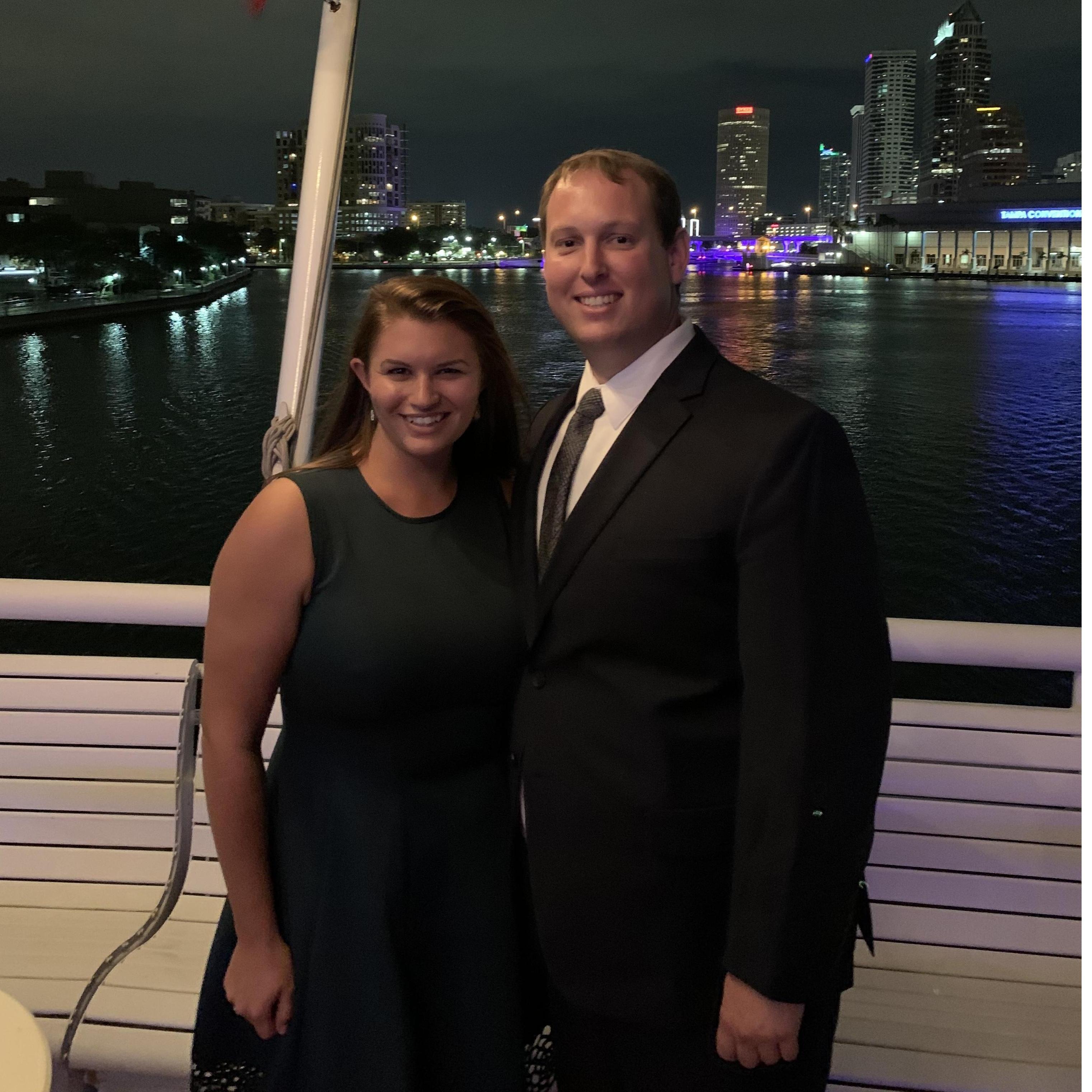 We weren’t official yet and he had to “pull out all the stops” to get me to be his girlfriend, so he took me on a fancy dinner cruise. We were best dressed and definitely had the best dance moves too.