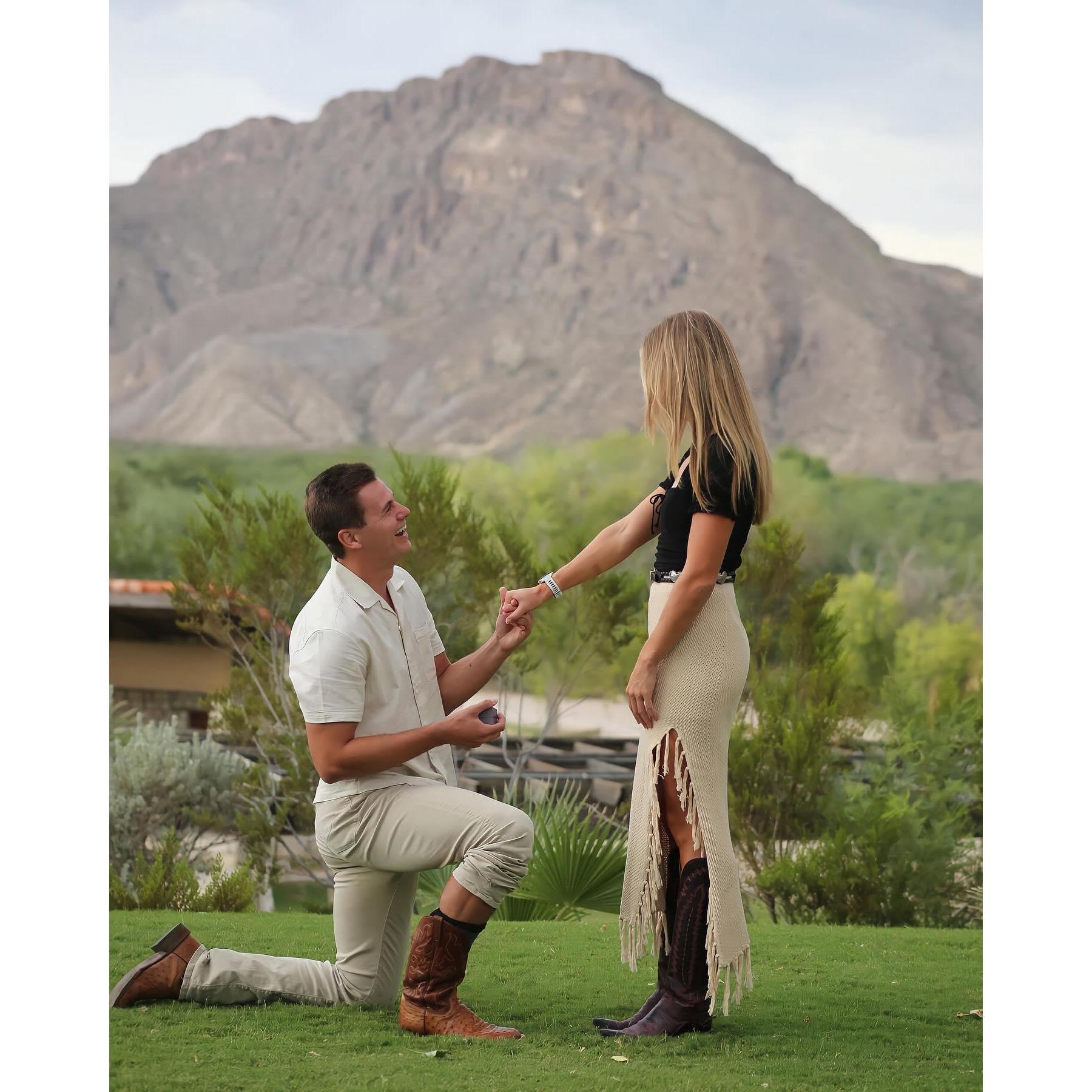 Nathan proposed at Lajitas in Big Bend, TX