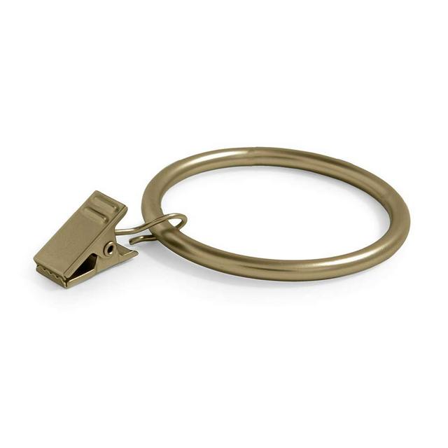 Ivilon Drapery Curtain Clips with Rings - Set of 14 Decorative Drapery Rings Curtain Clip Rings with Strong Clips 2" Diameter - Color Warm Gold