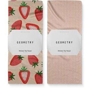 GEOMETRY Spring Kitchen Towels - Quick Dry Microfiber Cloth Spring & Summer Dish Towels for Kitchen Drying - Premium Quick Dry Towel - Strawberry Sunshine, 18" x 30" - 2-Pack