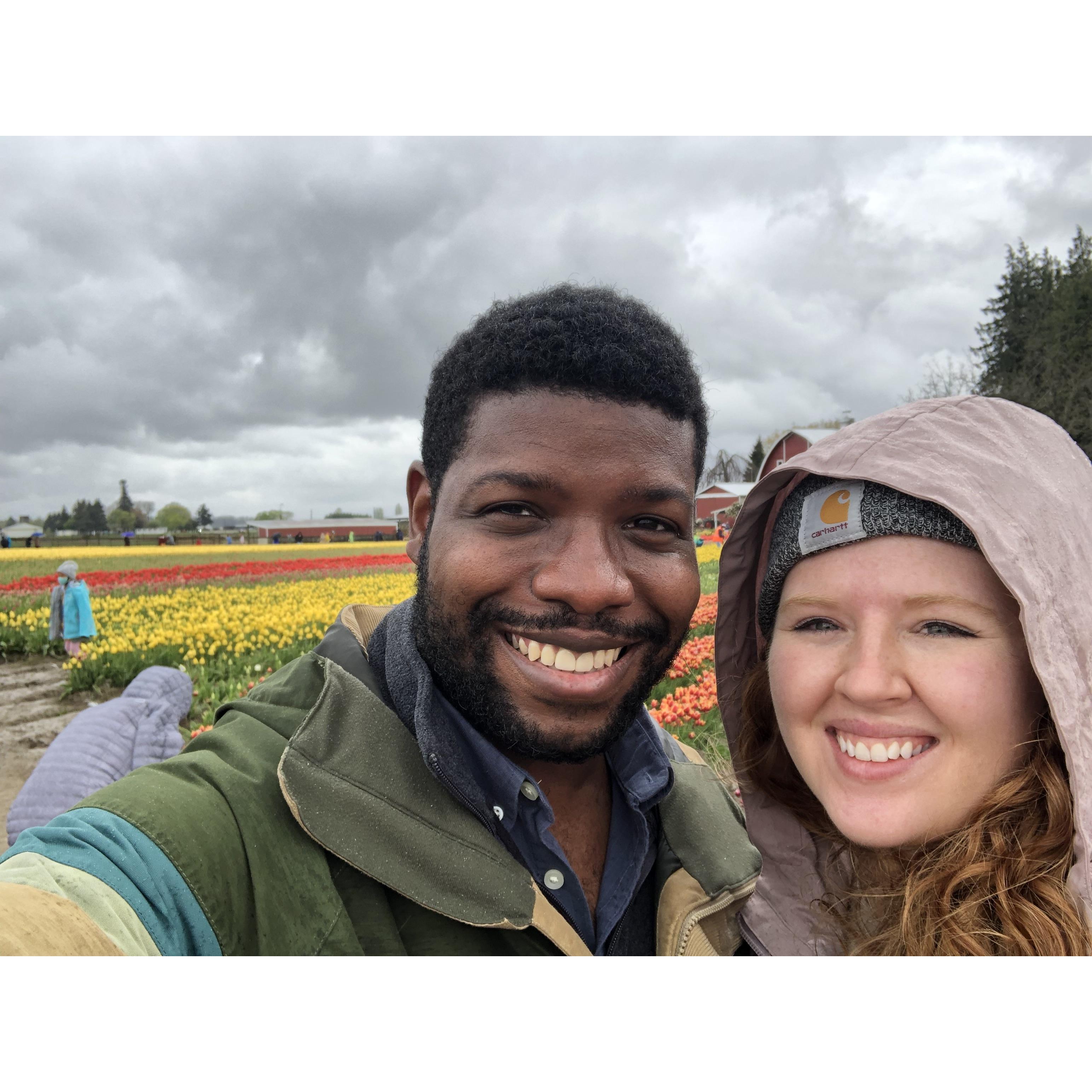 At the tulip fields!