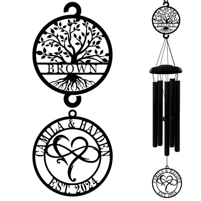 Personalized Tree of Life Wedding Wind Chimes Custom Wedding Gift for Couple Mr Mrs Bridal Shower Engagement Anniversary Housewarming Gift Outdoor Garden Patio Decor (Infinity Heart)