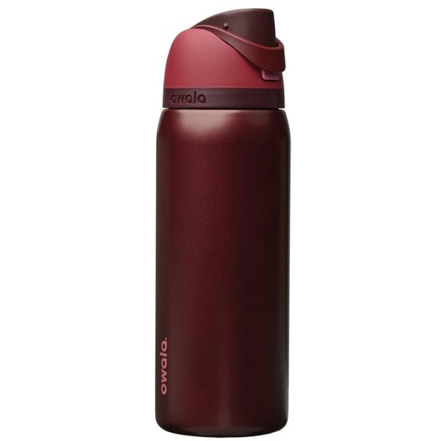 Owala FreeSip Insulated Stainless Steel Water Bottle with Straw, BPA-Free Sports Water Bottle, Great for Travel, 24 Oz, Black Cherry