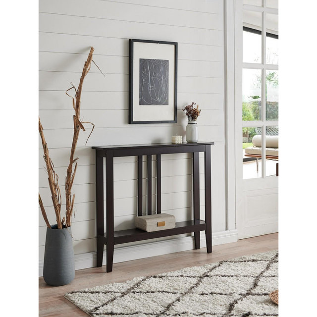 Kings Brand Furniture - Balfour Narrow Console Table with Shelves for Entryway, Hallway, Living Room, or Foyer