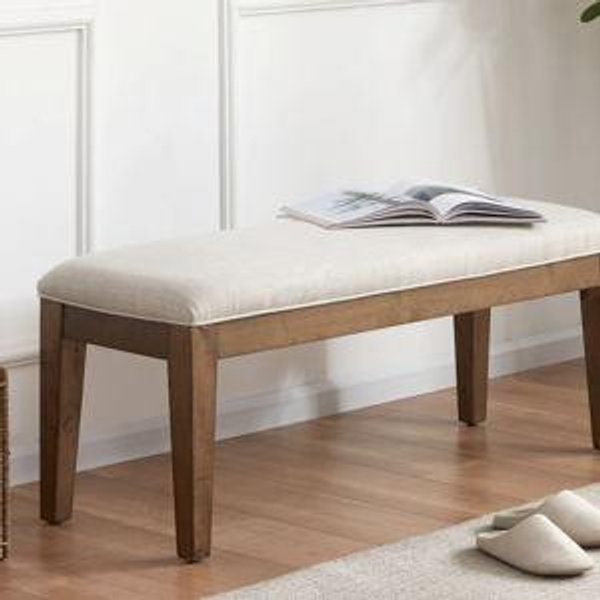 Isaura Polyester Upholstered Bench - Beige