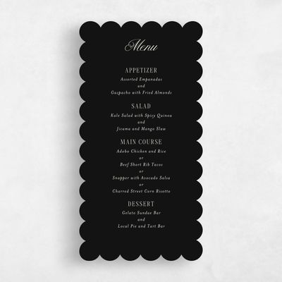 Black Wedding Menu - Roscana