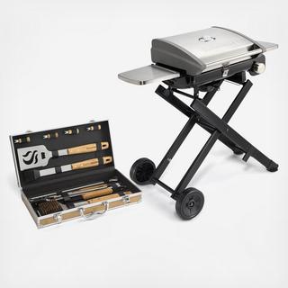 Roll-Away Gas Grill and BBQ Tools Set