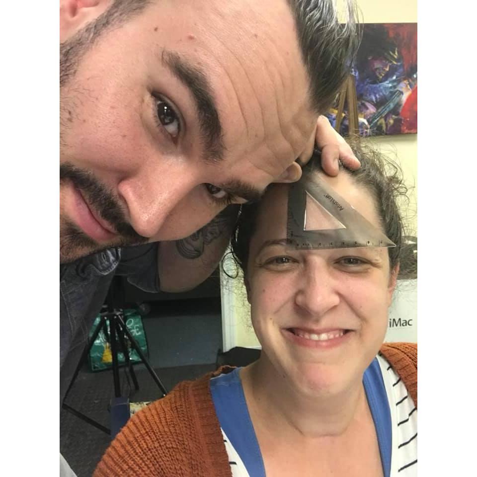 That late night we got silly at our Framingham studio and compared eyebrow measurements, realizing that Sean's are twice as thick as Erica's. 2018.