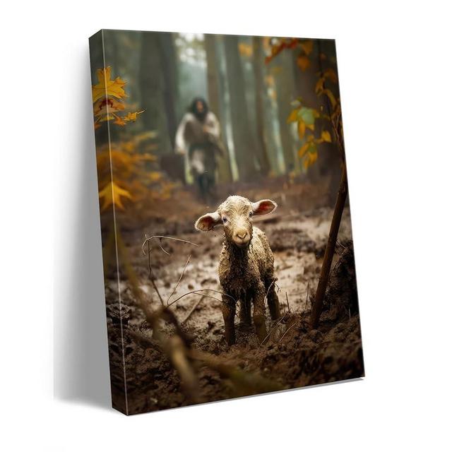 Ploceiny christian gifts for women-men,Jesus canvas home decor for prayer room christmas decorations Jesus Running After Lost Lamb Picture Jesus and lamb poster wall decor A-392 (16"X24")